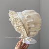Sombrero de palacio para bebé niña estilo coreano primavera y otoño delgado invierno infantil a prueba de viento protección para las orejas sombrero de princesa encaje sombrero para el sol