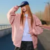 Chaqueta de Cuero Rosa Estilo Retro Americano Marca de Moda Estilo Motociclista Chaqueta con Solapas Chaqueta de Cuero Holgada para Hombre Ropa de Abrigo Unisex Estilo Pareja