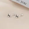 Brincos de Prata Pura S999 de Mini Panda Fofo para Mulheres, Brincos Criativos Personalizados, Brincos Casuais para Estudantes e Trabalho, Acessórios de Orelha para Piercing