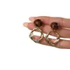 Brincos de Tarraxa de Resina com Estampa de Leopardo Retrô Luxo Leve Sensação de Alta Qualidade Brincos Vazados de Forma Geométrica Estilo Temperamento Melade Ornamentos de Orelha Atacado