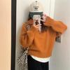Suéter feminino de gola alta com meio zíper estilo coreano, outono e inverno, temperamento de alta qualidade, versátil, lapela, cor sólida, casaco curto de suéter