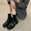 Zapatos de Cuero Pequeños Estilo Británico con Suela Gruesa para Mujer 2023 Primavera Retro Punta Cuadrada Mary Janes Mocasines