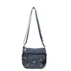Bolsa Transversal de Jeans Lavado para Mulheres, Para o Trabalho, Múltiplos Compartimentos, Bordado de Borboleta, Simples e Fashion, Bolsa de Ombro Único Feminina