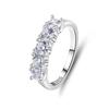 Anillo de Fila Redonda de Plata de Ley S925 Anillo Apilable para Mujer Circonita Simple Diamante de Alto Carbono Anillo de Diamante de 30 Puntos Anillo para Mujer que Combina con Todo