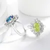 Anillo de Huevo de Paloma Cortado Flor de Hielo de Piedra Preciosa Colorida Más Vendido en Transmisión en Vivo para Mujeres, Chapado en Oro Real Diamante de Alto Carbono Super Brillante Anillo con Forma de Huevo Joyería