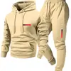 Conjunto Esportivo com Capuz e Cordão Moda Casual Europeu Unissex Estampa de Letras Paris