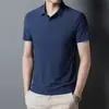 Verano Hielo Seda Urbana Negocios Cuello Solapa POLO Hombre Color Sólido Camiseta Sencilla Ropa de Papá Camisa de Aire Acondicionado LOGOTIPO