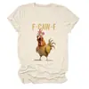 Amazon Ebay Estação Independente Engraçada e Interessante Feminina F-Caw-F Frango Surpresa Gola Redonda Manga Curta Camiseta Camisa Básica