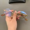 Montura de Gafas Redonda Perforada Sin Aro Estilo Retro Príncipe para Hombres y Mujeres, Gafas Graduadas Ultraligeras, Gafas Sin Graduación