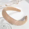 Moda Europeia e Americana Faixa de Cabeça de Esponja de Aba Larga Trançada com Miçangas de Arroz Faixa de Cabeça Versátil de Alta Qualidade Para Passeio Pressionador de Cabelo Acessórios de Cabelo Lote