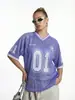 Ropa para Hombre Jie Zhan Camiseta Deportiva de Punto con Estampado Digital 2026 Comercio Exterior Transfronterizo Europea y Americana Holgada Cuello en V