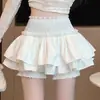 Nueva falda elástica negra 2026 para mujer, primavera y verano, pantalón falda ultracorto, falda de talle alto para petite, acampanada, de varios niveles