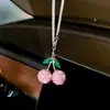 Colgante Popular Transfronterizo de Coche de Cereza Incrustado de Diamantes Adorno Creativo de Arcilla con Pedrería para Colgar en el Espejo Retrovisor del Coche