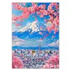 Produto de grande sucesso de vendas internacionais: Linda Pintura Diamante de Flor de Cerejeira do Monte Fuji, Totalmente Embelezada com Diamantes, Pintura Decorativa de Paisagem, Venda Direta do Fabricante, Personalizável