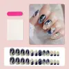 Unhas Portáteis com Areia Movediça Ice Azul Transparente Degradê Europeias e Americanas, Suaves e Frescas com um Toque de Luxo, Unhas Portáteis em Formato de Amêndoa Atacado