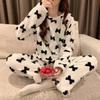 Pijamas Más Vendidos Transfronterizos para Mujer, Otoño e Invierno, Forro Polar Cálido y Dulce, Conjunto de Ropa para el Hogar de Coral Fleece que se Puede Usar Afuera