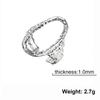 Anillo de acero inoxidable transfronterizo para mujer, ajustable, con apertura, superficie martillada simple y moderna, ovalado y hueco.