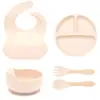 Plato de Cena de Silicona Transfronterizo con Ventosa, Plato Integrado para Comida de Bebé, Venta al por Mayor del Fabricante, Juego de Platos Divididos para Bebé Resistentes a Altas Temperaturas