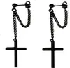Amazon transfronterizo moda europea y americana para hombre y mujer clip para oreja de subfusil cónico puntiagudo retro negro pendientes hip hop punk