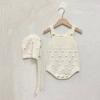 Roupa Infantil Coreana Primavera 2026 Macacão Suéter para Bebê com Suspensórios, Suéter para Bebê com Suspensórios, Conjunto Body com Chapéu