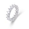 Anillo de Plata de Ley con Forma de Corazón de Melocotón Full Diamond Zirconio Venta Caliente Moda Europea y Americana Ins Anillo de Diamante para Mujer Pulsera