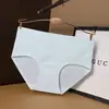 Ropa Interior de Seda de Hielo Sin Costuras para Mujer Algodón Puro Antibacterial en la Entrepierna Cintura Media Niñas Nuevo Simple Color Puro Tallas Grandes Bragas para Mujer