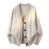 Popular Transfronteiriço Tamanho Europeu Tamanho Grande Gola V Tricô Torcido Color Block Tricô Jaqueta Cardigan Masculina Outono e Inverno Venda por Atacado de Fábrica