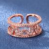 Anillo Abierto Estilo Japonés y Coreano Oro Rosa Corazón Hueco Abertura Anillo Ajustable Moda para Mujer Elegante Anillo para Dedo Índice Moderno