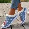 Zapatos de mujer nuevos de gran tamaño transfronterizos, pantuflas de algodón navideñas, pantuflas de algodón festivas para mujer, planos de otoño e invierno, cómodos y mullidos