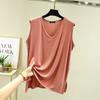 Chaleco Holgado de Modal con Cuello en V para Mujer Verano Algodón Ligero Sin Mangas Camiseta Interior Básica Abertura Lateral Top para Exterior