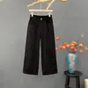 Jeans de Comprimento Curto para Mulheres Baixas, Moda Primavera e Verão, Versátil, Calça Wide Leg Emagrecedora, Calça Branca de Cintura Alta, Corte Reto Solto