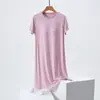 Ropa de dormir para mujer de estilo nuevo para primavera y verano con almohadillas en el pecho, Vestido casero de verano a rayas de manga corta con copa incorporada