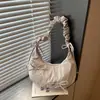 2026 Nova Bolsa de Ombro Único Plissada Estilo Ballet Feminina Doce Menina Nuvem Bolsa de Axila Design de Nicho