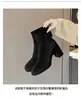 Botines de Tacón Alto para Mujer Otoño Invierno 2026 Botas Nuevas para Mujer Tacón Grueso Botas Adelgazantes Botas Martin de Gamuza Francesa para Mujer