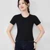 Paquete de 100 Camisetas Lisas de Manga Corta, Cuello Redondo, Color Sólido Versátil, Tops Suaves, Estilo Coreano, Sencillas, Amigables con la Piel, Ropa de Mujer de Manga Corta Ajustada