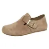 Sapatos femininos populares estilo Birkenstock, de sola reta e totalmente fechados, nova coleção outono 2026, sapatilhas Birkenstock sem cadarço, mocassins e sapatos de encaixe