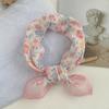 Pañuelo Floral Cuadrado Pequeño Sin Olor Estilo Coreano Pañuelo de Seda Versátil Pañuelo de Sol para Verano Toalla de Playa Camisa Linda a Juego