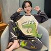 Pijamas nuevos transfronterizos para niños, traje coreano de cuello redondo y manga larga, ropa de hogar de dibujos animados para padres e hijos, ropa para niños al por mayor