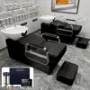 Sillón de peluquería para peinar el cabello Cama para lavar el cabello Cama para el cuidado del cabello Peluquería para hombres Cama para lavar el cabello Estilo de celebridad de internet Sillón semi-reclinable Lavabo profundo Cama para shampoo