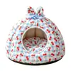 Cama para gato, cama para perro pequeño, cálida de invierno, diseño de lazo moderno, cerrada, adecuada para todas las estaciones, para razas Teddy y Bichón Frisé