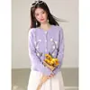 Sí, suave y acogedora camisa base de punto de estilo casual para mujer, cárdigan suéter corto cálido de otoño e invierno