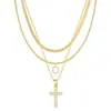 Amazon Transfronterizo Nuevo Collar con 26 Letras Iniciales Moda Colgante de Cruz Personalizado Collar Multicapa Joyería para Mujer