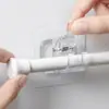 Ganchos para cortinero, soportes para cortinero sin taladro, soportes adhesivos para pared del hogar, barras extensibles con clip para cortinas de puerta, ganchos adhesivos