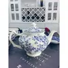 Plato Británico Original de Comercio Exterior Jbs Azul y Blanco de Cerámica con Color Bajo Esmalte Estilo Occidental para Filete, Plato de Cena, Tazón de Postre para Uso Doméstico