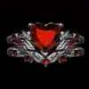 Cao Shi Export Anillos Vintage Estilo Oscuro Par de Anillos para Mujer Anillos Lolita Moda Nicho Elegante Corazón Negro y Rojo