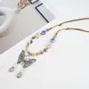 La paz es Fu moda nacional vintage collar de cerámica de Jingdezhen femenino candado de longevidad cadena clavicular colgante artístico cadena clavicular