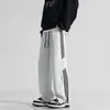 Pantalones casuales de rayas estilo americano para hombre, nueva colección otoño/invierno 2026, pantalones deportivos de pierna ancha holgados de moda, moda masculina