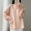 Suéter Feminino de Manga Longa com Punhos Ajustáveis Bordados à Mão, Novidade Outono/Inverno 2026 Tricô de Lã Pura com Gola V