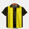Camisa Casual de Manga Corta para Hombre de Verano, Camisa con Estampado Creativo y Combinación de Colores, Top para Hombre, Comercio Exterior Europeo y Americano Transfronterizo