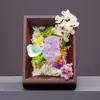 Pedra Bruta de Cristal Natural Flor Eterna Micro Paisagem Porta-Retrato Ornamento Fóssil de Concha Cristal DIY Pendurado Foto Display de Mesa